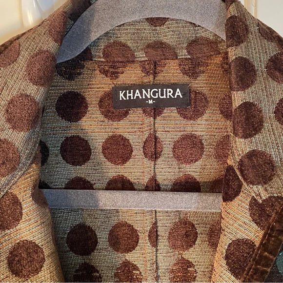 Khangura Art To Wear Circles Vintage Jacket Women's Size M One Button Brown Blue - Picture 2 of 11